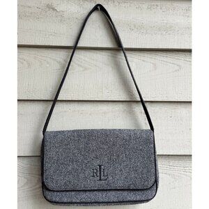LAUREN Ralph Lauren Gray Felt RL Logo Messenger Crossbody Bag